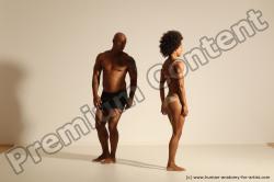 Underwear Gymnastic poses Woman - Man Black Muscular Dancing Dynamic poses Academic